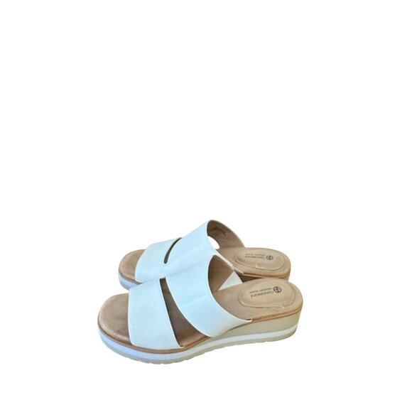 Gianni Bernini Size 7 Women’s Memory Foam Slip Wedge Heel Sandal White - Picture 12 of 14